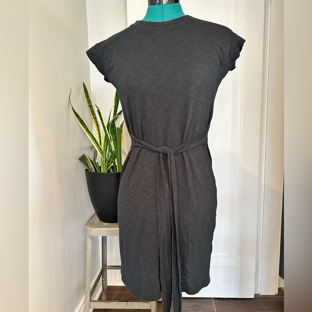 J crew XXS Short-sleeve striped tie-waist T-shirt dress black - Picture 1 of 12